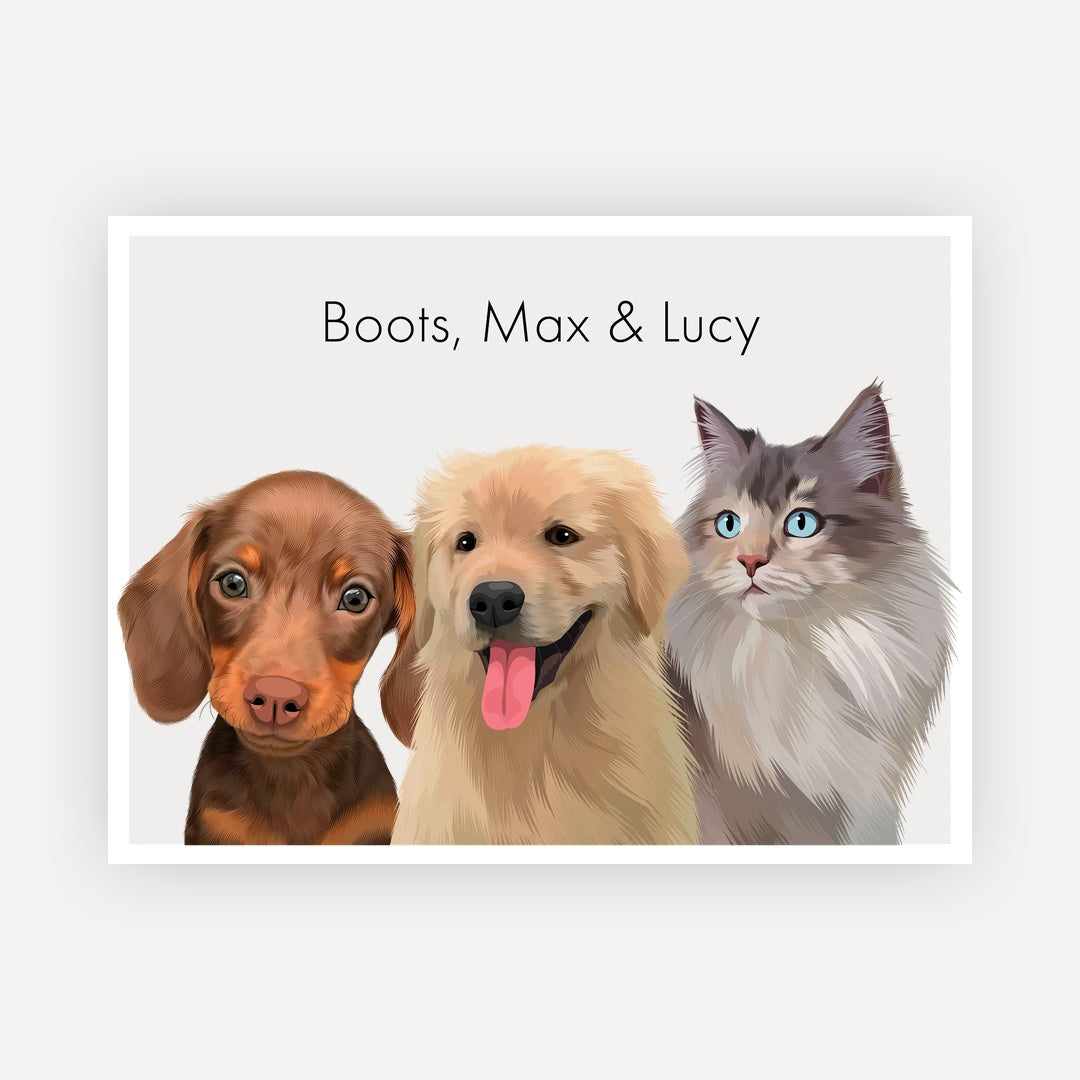 Three Pets - Classic Pet Portrait