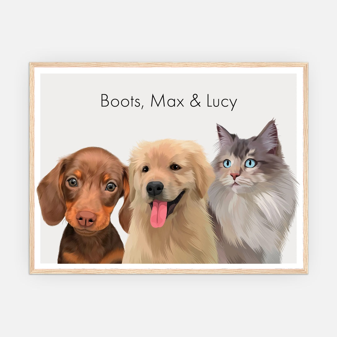 Three Pets - Classic Pet Portrait
